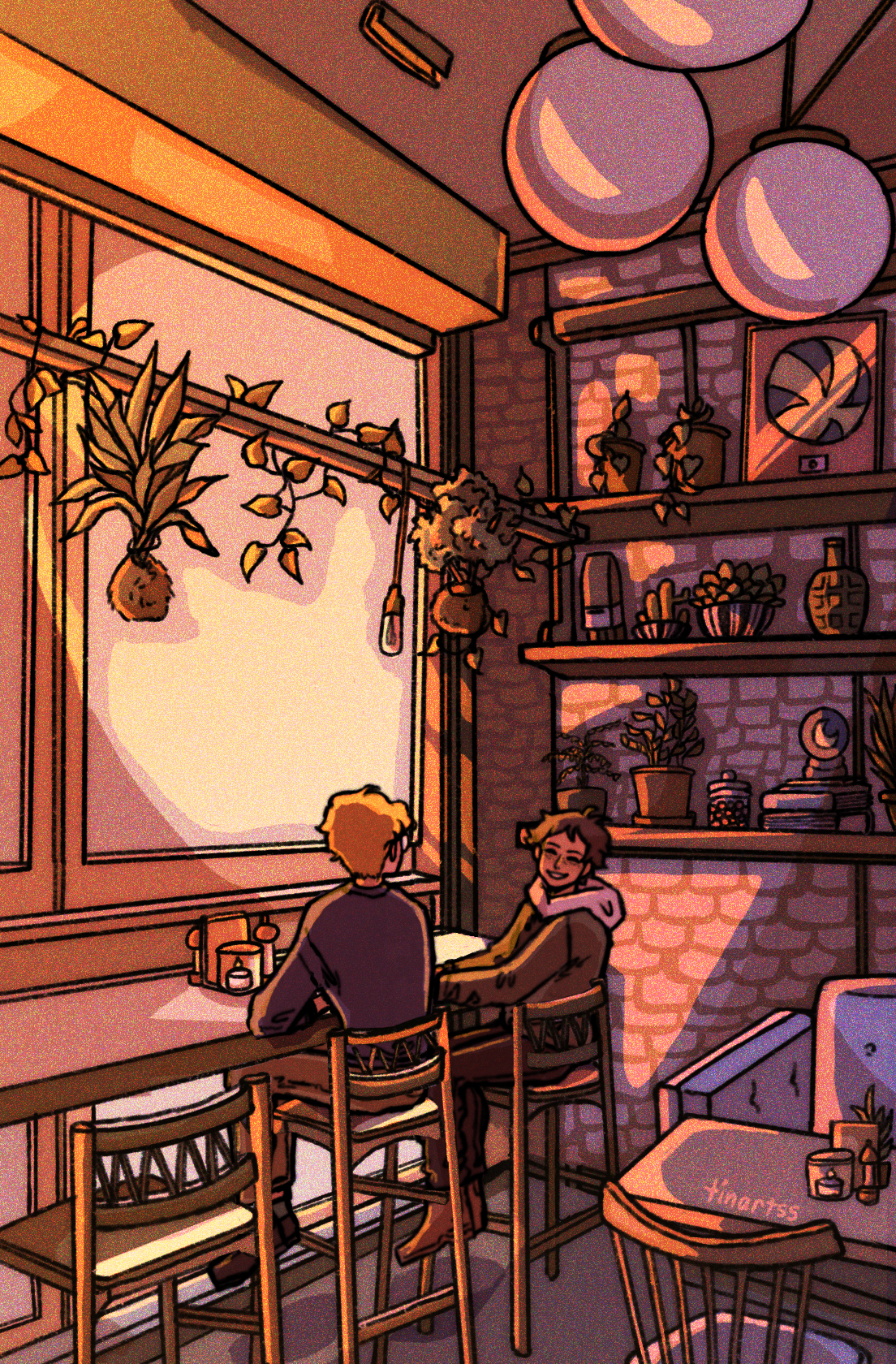 tsukki and yamaguchi at a cafe